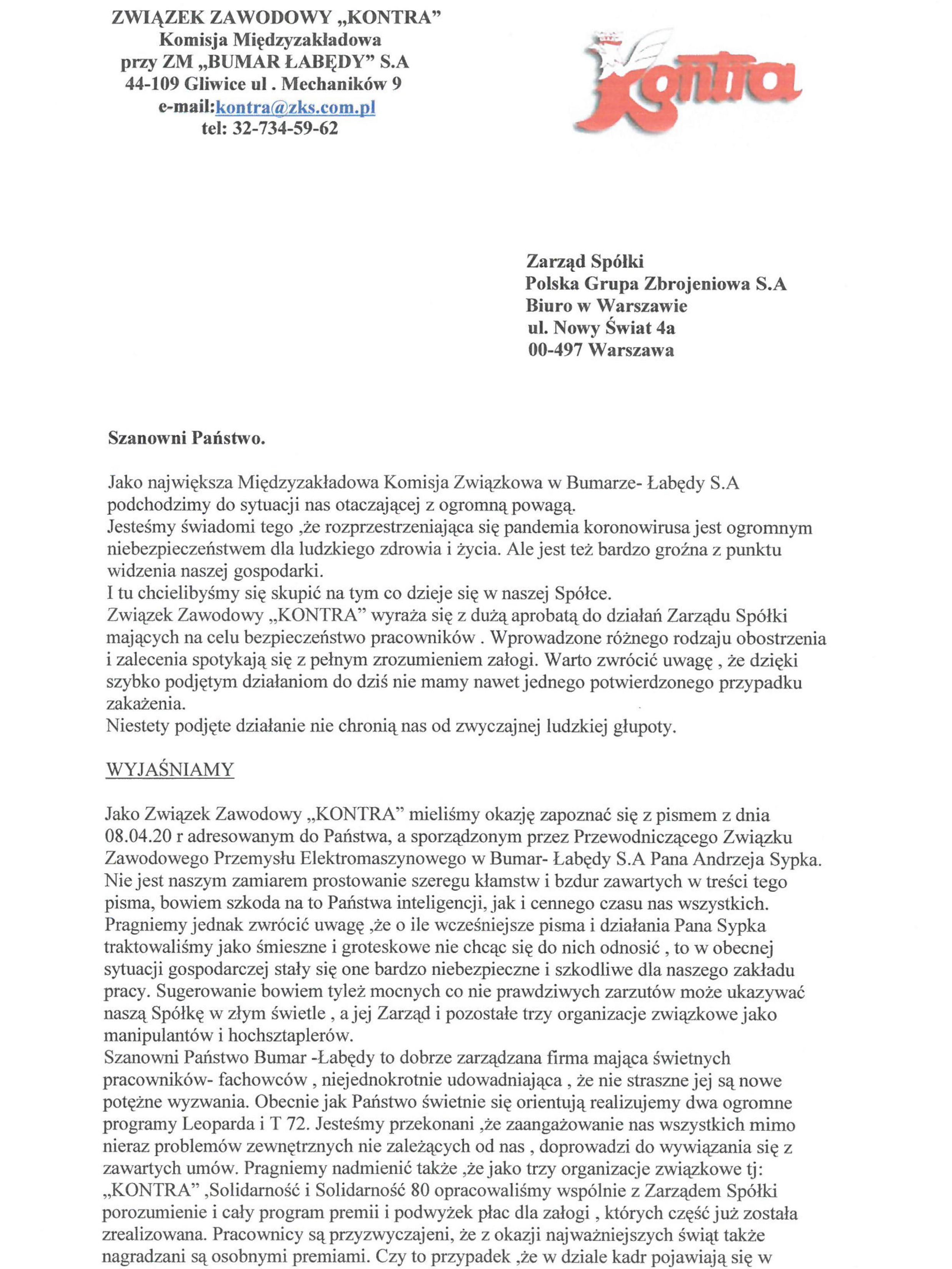 pismo Kontra oszczerstwa 1 1