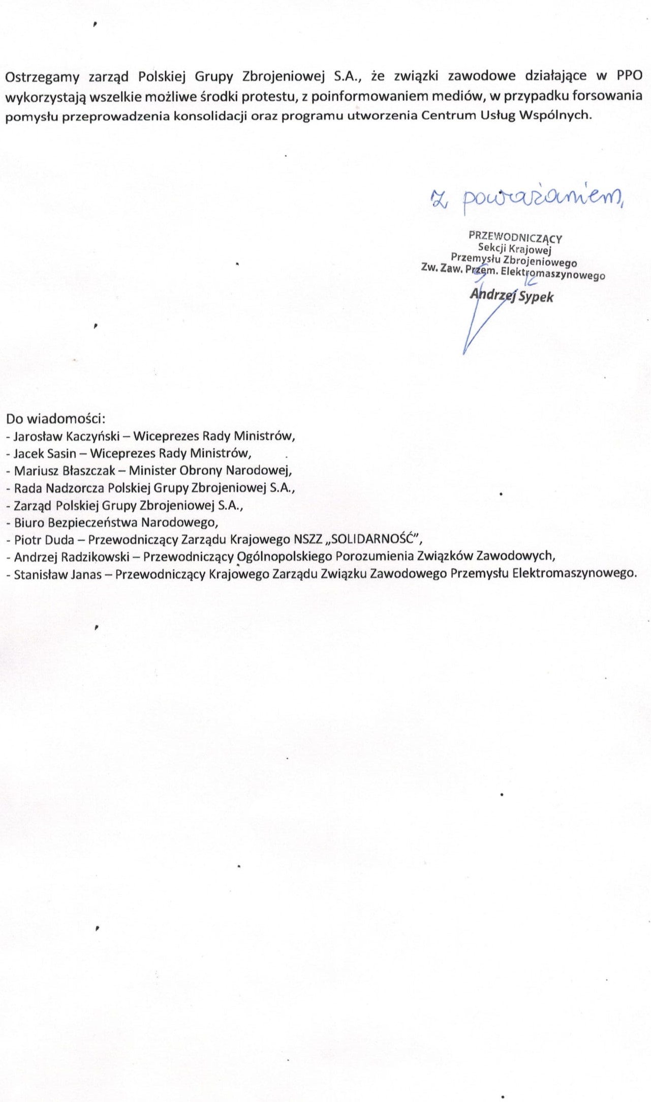 stanowisko SKPZ CUW i konsolidacja przemysu zbrojeniowego 22